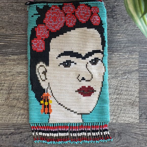 Amazing Frida Kahlo Portrait Beaded Bag Artisan Made in Guatemala NWOT - Picture 8 of 16